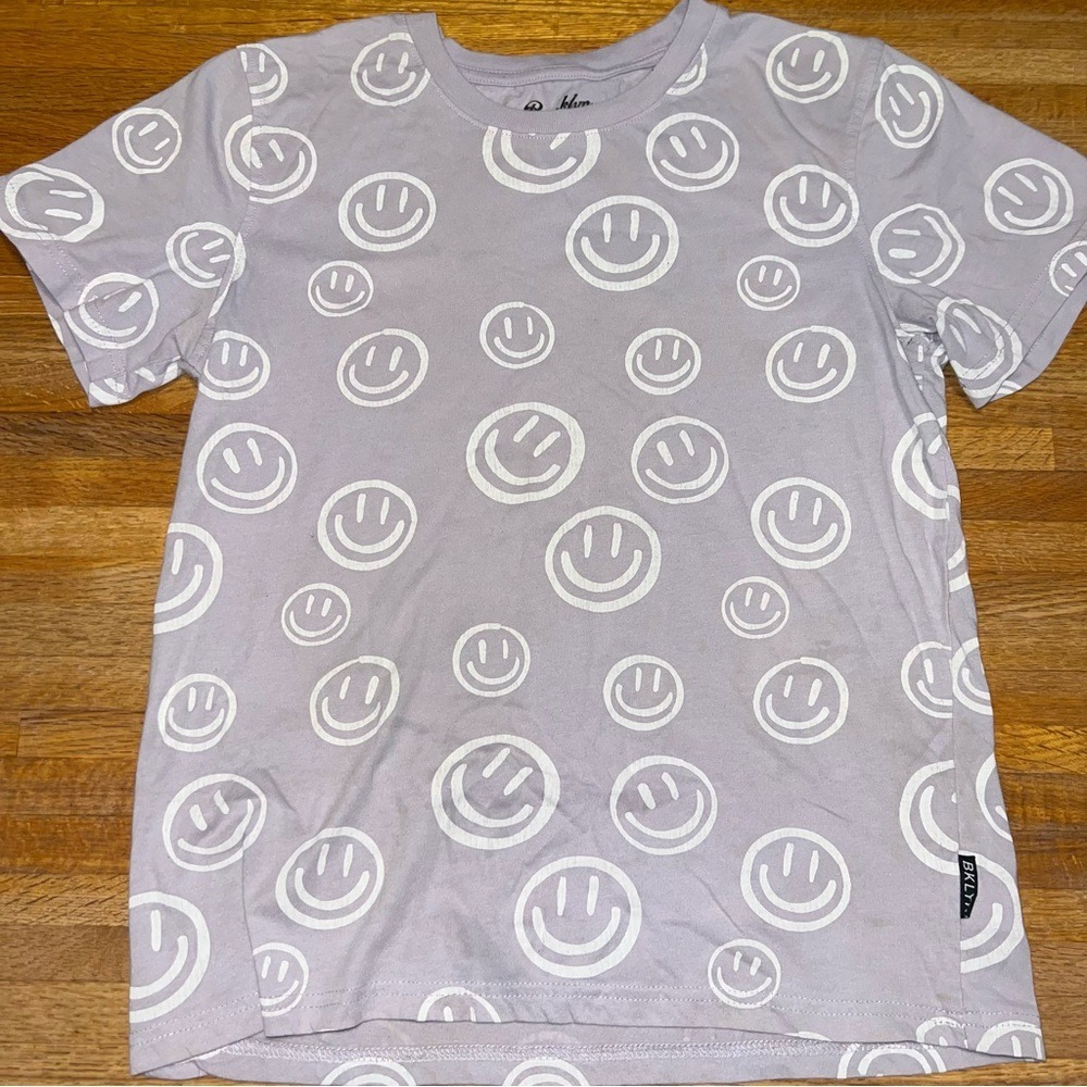 Brooklyn Cloth Youth Girl XL Lavender Smiley Face Short Sleeve Crew Neck Shirt